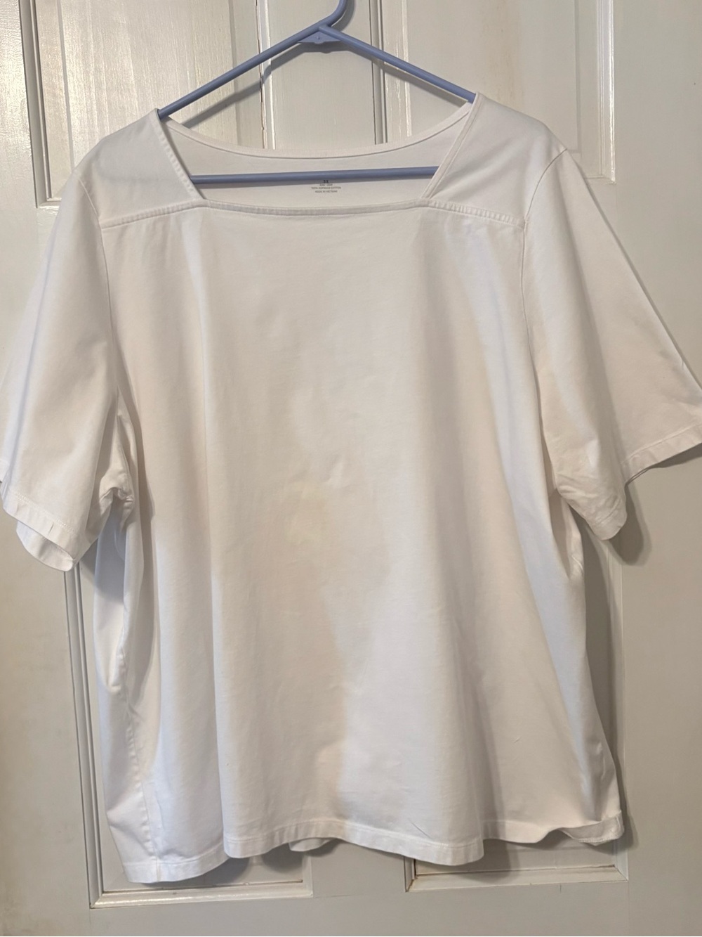 Lands' End Women's plus size White Square Neck Short Sleeve Shirt 3X